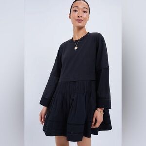 Black renata ramie long sleeve tunic dress
